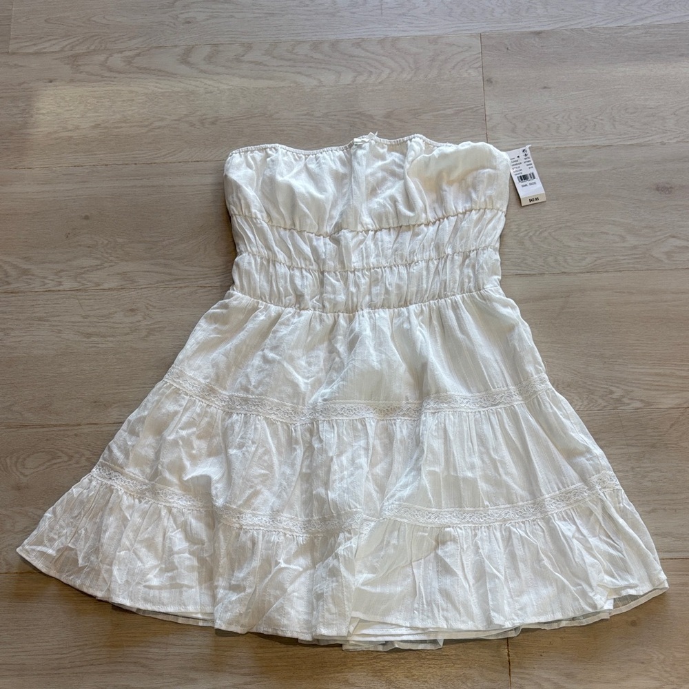 PacSun White Strapless Ruffled Tiered Dress